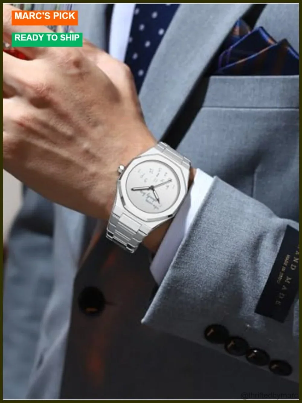 Luxurious Exquisite Men's Watch Business Casual Arabic Digital Steel Strip